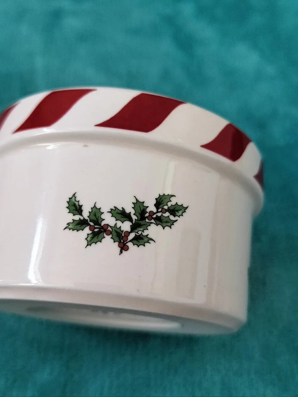 Vintage Spode Christmas Tree Peppermint Stripe Ramekin Dip Bowl Made in England